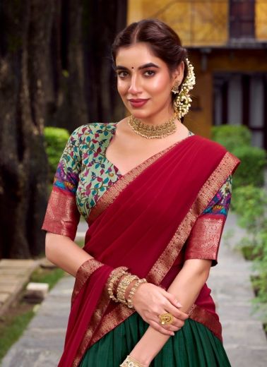 KRISHIKA - Catalog # 63625 (Set of 4 Readymade Lehengas) by Raw Lemon