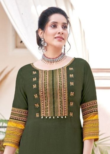 SALONEE 8 - Catalog # 63829 (Set of 6 Readymade Women's Kurtis / Tops) by Wooglee Fashions