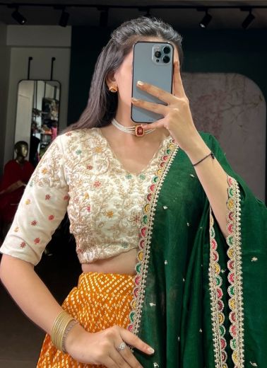 SERIES 1416 - Catalog # 63837 (Set of 4 Semi-Stitched Lehengas) by Raw Lemon