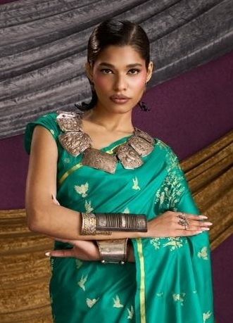 KANTHAKALA INDIGO - Catalog # 63838 (Set of 6 Sarees) by Rajtex Fabrics