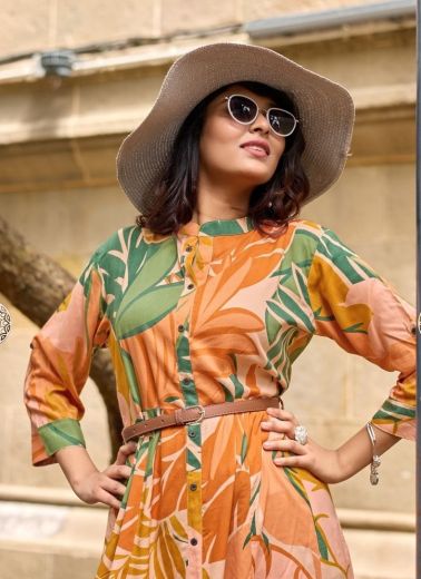 BELT 24 - Catalog # 63844 (Set of 6 Readymade Women's Kurtis / Tops) by Mittoo