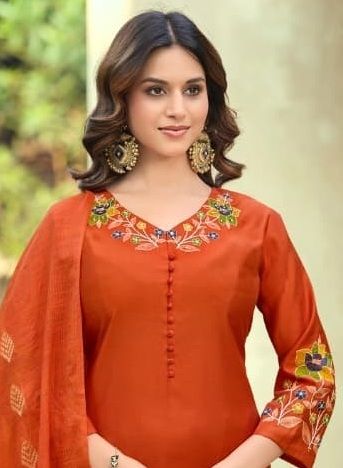 TANISHA - Catalog # 63862 (Set of 6 Readymade Salwar Suits) by Woodee Ahmedabad