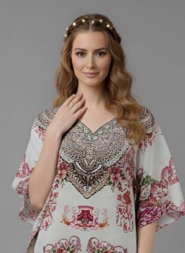 SILK PONCHO 6 - Catalog # 63871 (Set of 8 Kaftans / Ponchos) by Desi Muse