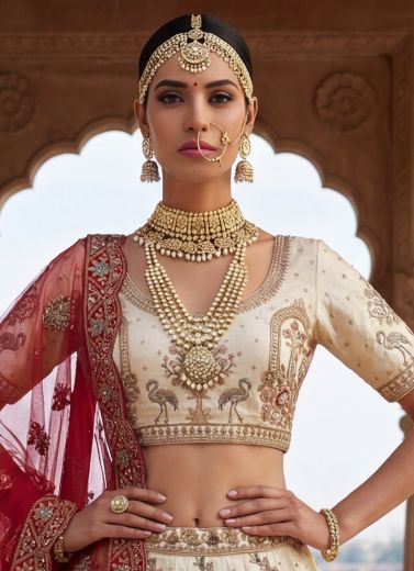 SERIES 2977 - Catalog # 63907 (Set of 4 Semi-Stitched Lehengas) by Raw Lemon