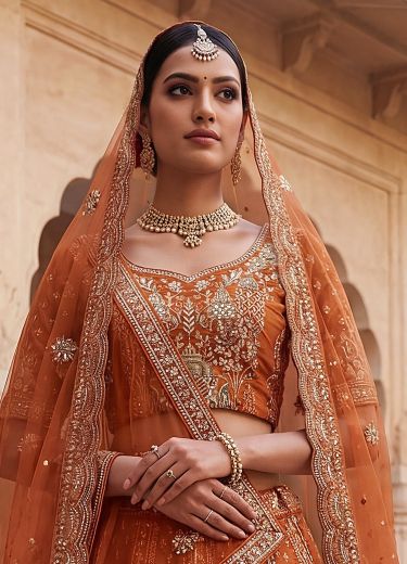 SERIES 2973 - Catalog # 63912 (Set of 3 Semi-Stitched Lehengas) by Raw Lemon