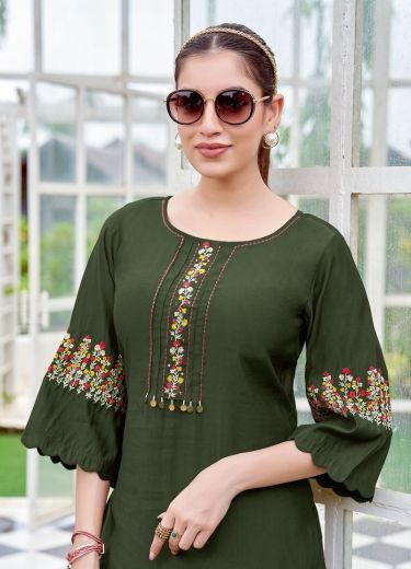 ZAREENA - Catalog # 64007 (Set of 6 Readymade Women's Kurtis / Tops) by Mittoo