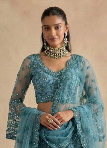 SERIES 1082 - Catalog # 64161 (Set of 6 Semi-Stitched Lehengas)
