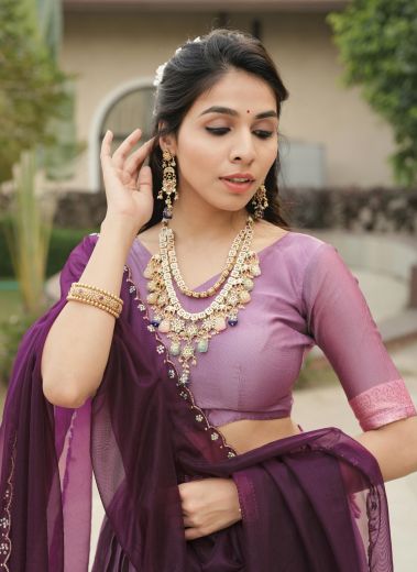 SERIES 8134 - Catalog # 64352 (Set of 4 Semi-Stitched Lehengas)