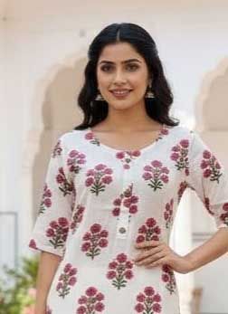 WHITE BEAUTY - Catalog # 64640 (Set of 4 Readymade Women's Kurtis / Tops)