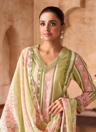 FLOW TALES - Catalog # 65007 (Set of 6 Semi-Stitched / Un-Stitched Suits)