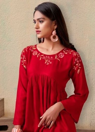 SHORT TOP 1 - Catalog # 65543 (Set of 3 Readymade Women's Kurtis / Tops)