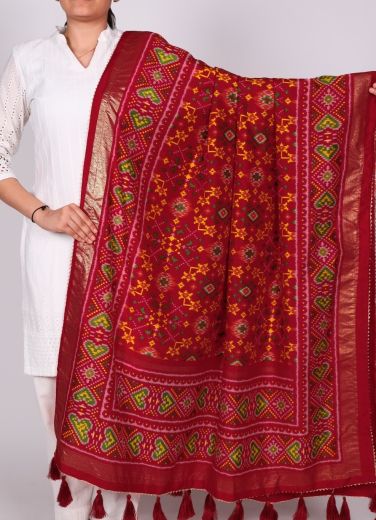 TUSSER SILK BANDHANI PATOLA - Catalog # 65609 (Set of 20 Only Dupattas)