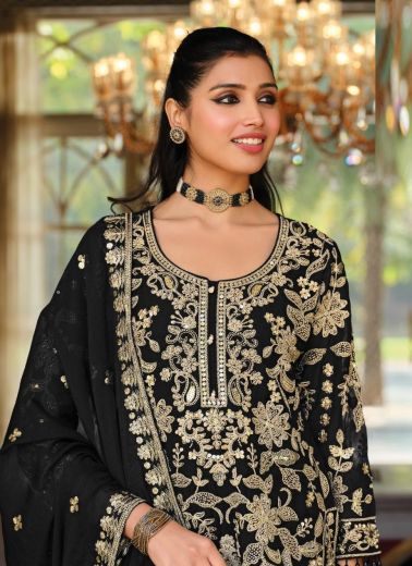 SAJDAH - BLACK & WHITE - Catalog # 65702 (Set of 2 Readymade Salwar Suits)