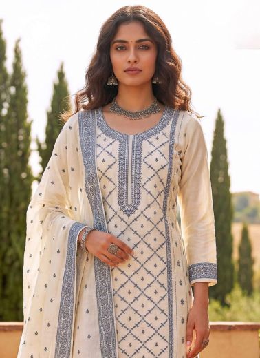 PEARL COTTON - Catalog # 65874 (Set of 4 Semi-Stitched / Un-Stitched Suits)