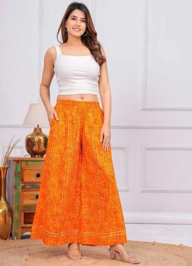 RAYON BANDHANI PALAZZO - Catalog # 66048 (Set of 4 Only Bottoms)