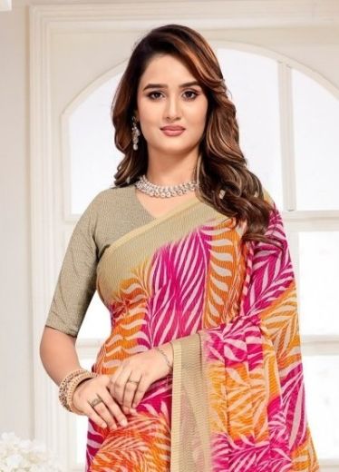 SUPER STAR CHIFFON 257 - Catalog # 66491 (Set of 6 Sarees)
