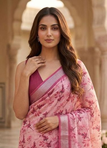 LINEN SILK 1 - Catalog # 66524 (Set of 4 Sarees)