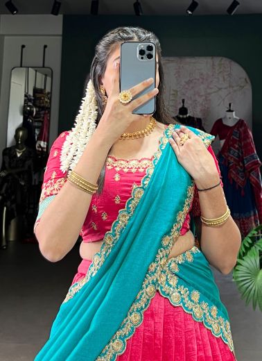 PRANAVI 2049 - Catalog # 66583 (Set of 2 Semi-Stitched Lehengas)