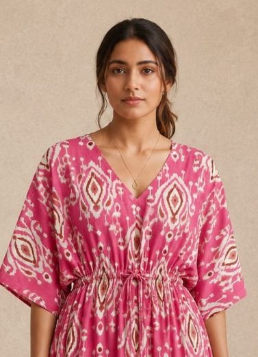PLUS-SIZE HAND PRINTED COTTONS 2 - Catalog # 66681 (Set of 10 Kaftans / Ponchos)