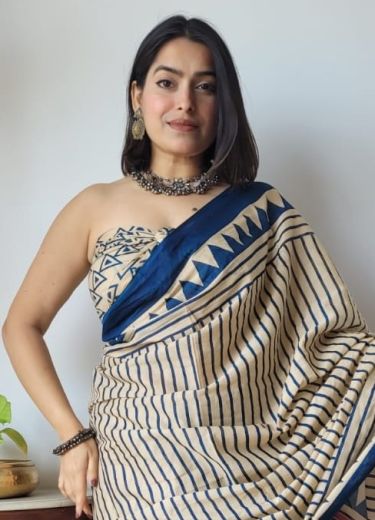 SOFT MUL-MUL WITH BAGRU PRINTS 1 - Catalog # 66710 (Set of 10 Sarees)