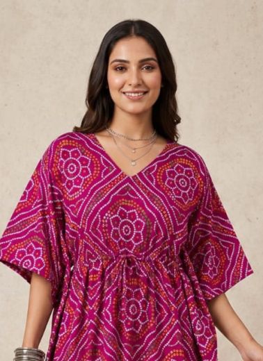 PURE BAGRU PRINT COTTON PONCHOS 2 - Catalog # 66728 (Set of 10 Kaftans / Ponchos)