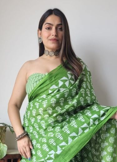 PURE MULMUL COTTON BAGRU PRINTS 5 - Catalog # 66736 (Set of 10 Sarees)