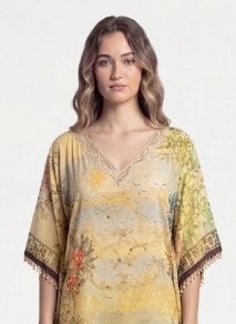 KAFTAN CO-ORD SET WITH NECKLACE 1 - Catalog # 66766 (Set of 6 Kaftans / Ponchos)