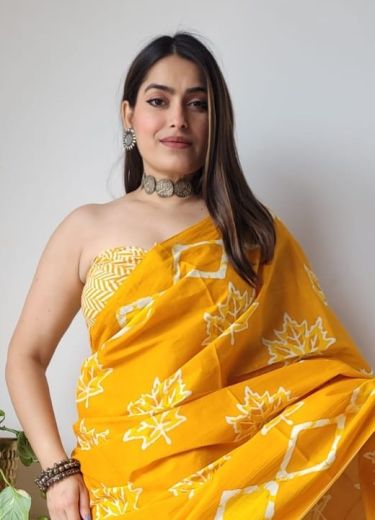 PURE MULMUL COTTON BAGRU PRINTS 6 - Catalog # 66787 (Set of 10 Sarees)
