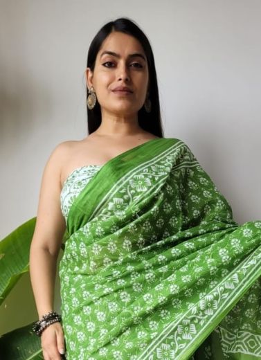 PURE MULMUL COTTON BAGRU PRINTS 7 - Catalog # 66791 (Set of 10 Sarees)