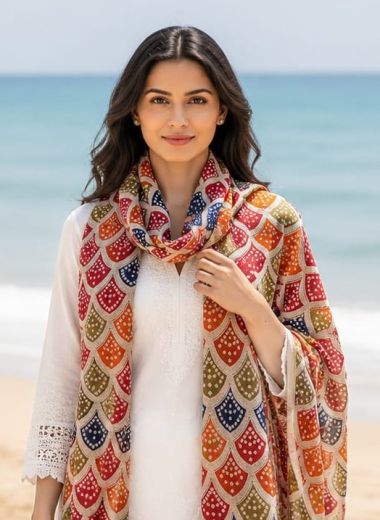 POLY RAYON DUPATTAS - Catalog # 66792 (Set of 3 Only Dupattas)