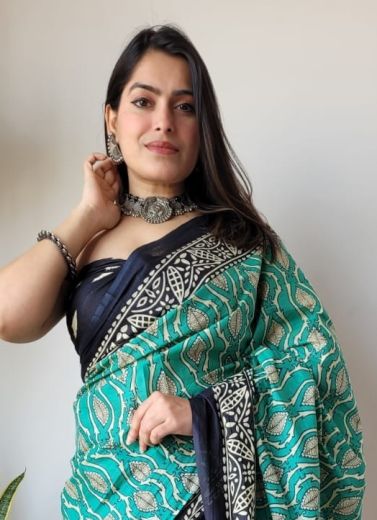 PURE MULMUL COTTON BAGRU PRINTS 8 - Catalog # 66794 (Set of 10 Sarees)