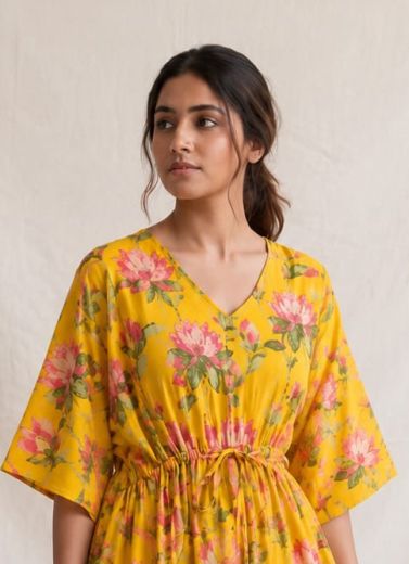 PLUS-SIZE HAND PRINTED COTTONS 3 - Catalog # 66800 (Set of 10 Kaftans / Ponchos)