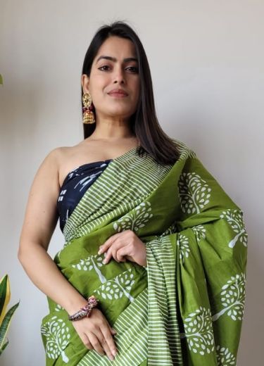 PURE MULMUL COTTON BAGRU PRINTS 9 - Catalog # 66812 (Set of 10 Sarees)