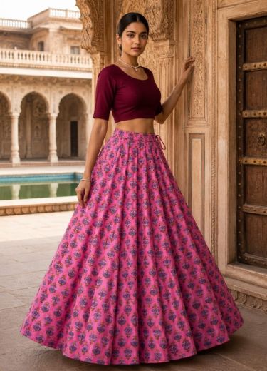 PURE COTTON BAGRU SKIRTS 8941 - Catalog # 66968 (Set of 10 Only Dupattas)