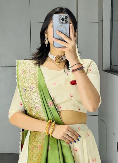 MORBANGDI 8138 - Catalog # 66997 (Set of 4 Semi-Stitched Lehengas)