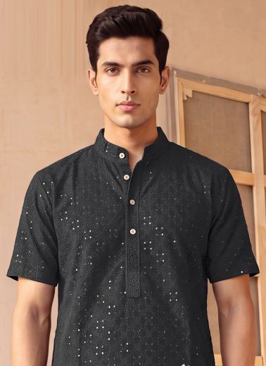 BOMBAY RAYON CHIKANKARI SCHIFFLI - Catalog # 67010 (Set of 6 Men's Ethnic Wear)