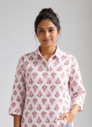 BUTTON DOWN MUL MUL COTTON SHIRTS 1971 - Catalog # 67064 (Set of 10 Readymade Women's Kurtis / Tops)
