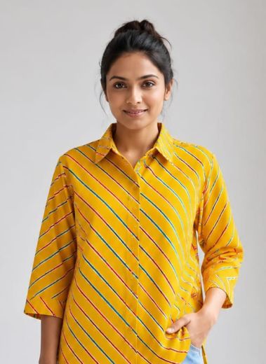 BUTTON DOWN MUL MUL COTTON SHIRTS 1981 - Catalog # 67073 (Set of 10 Readymade Women's Kurtis / Tops)