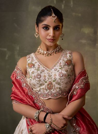 DESIGN 6228 - Catalog # 67223 (Set of 3 Semi-Stitched Lehengas)