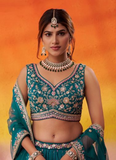 DESIGN 6236 - Catalog # 67228 (Set of 4 Semi-Stitched Lehengas)
