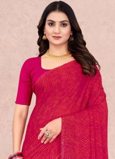 SUPER STAR CHIFFON LEHERIYA 13 - Catalog # 67238 (Set of 6 Sarees)