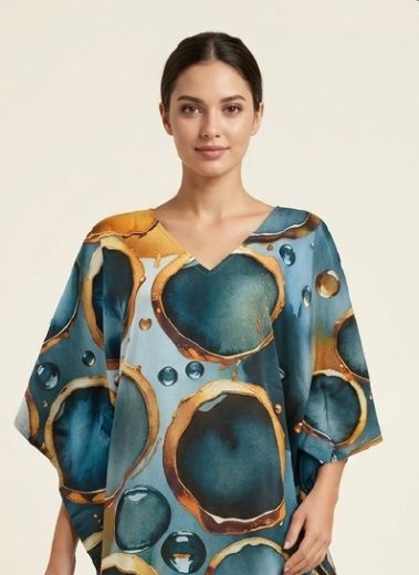 COTTON FEEL KURTI 6 - Catalog # 67261 (Set of 8 Kaftans / Ponchos)