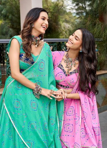 GHOOMAR 1742 - Catalog # 67294 (Set of 2 Readymade Lehengas)