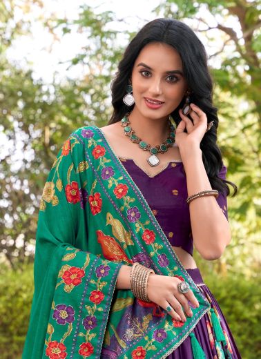 FLORAL BIRD - Catalog # 67314 (Set of 3 Semi-Stitched Lehengas)