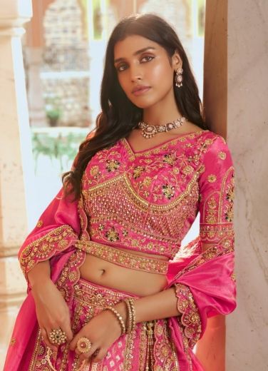 MANBHARI - Catalog # 67396 (Set of 6 Semi-Stitched Lehengas)