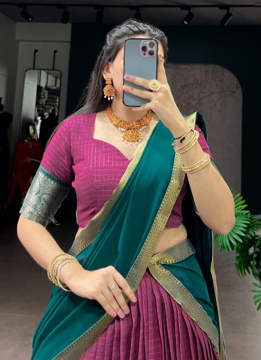 DOLA CHECKS - Catalog # 67401 (Set of 4 Semi-Stitched Lehengas)