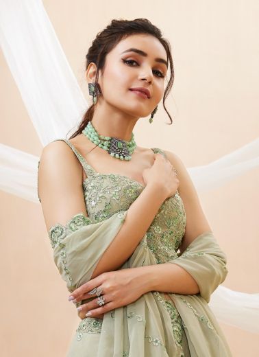 EDEN GARDEN - Catalog # 67475 (Set of 5 Semi-Stitched Lehengas)