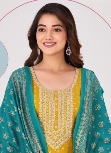 NOOR JAHAN - Catalog # 63177 (Set of 6 Readymade Salwar Suits) by Blue Hills