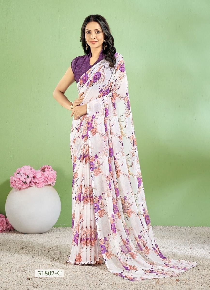 STAR CHIFFON 154 - CATALOG # 50728 (SET OF 12 SAREES)