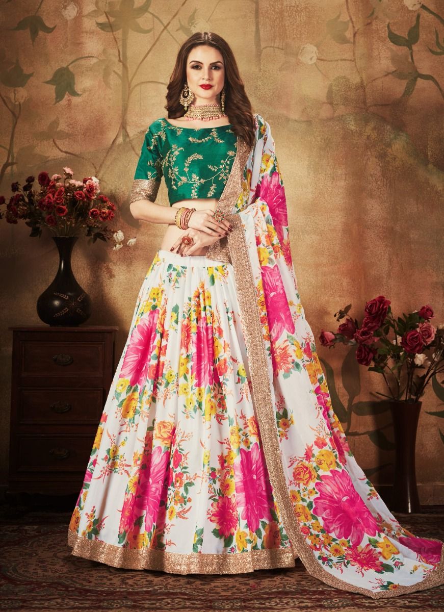 FLORAL 1 - CATALOG # 51486 (SET OF 10 LEHENGAS (SEMI-STITCHED)) FLORAL 1 - CATALOG # 51486 (SET OF 10 LEHENGAS (SEMI-STITCHED))